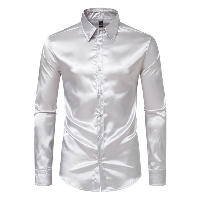 Men's Black Satin Luxury Dress - đánh giá và giá Mens Satin Silk Dress Shirt