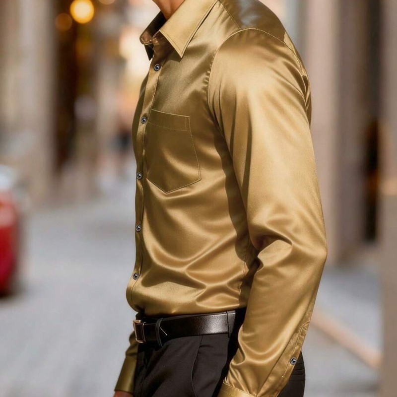 Men's Satin-Like Ice Silk Dres - đánh giá và giá Mens Satin Silk Dress Shirt
