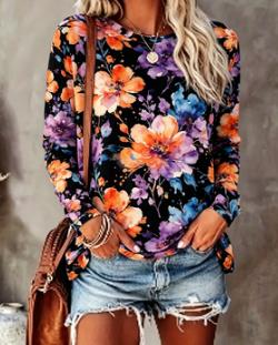 Women's Floral Print Top Navy  - đánh giá và giá T-Shirts