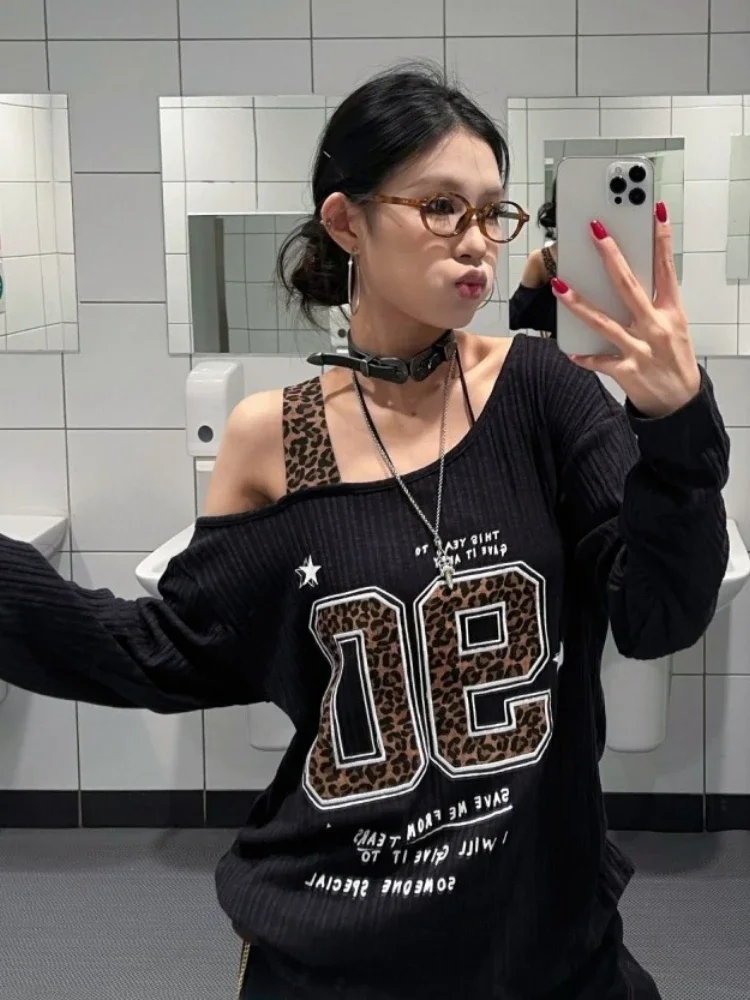 Y2K Patchwork Leopard Print T- - đánh giá và giá T-Shirts