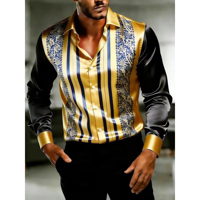 Satin Silk Long Sleeve Baroque - đánh giá và giá Mens Satin Silk Dress Shirt