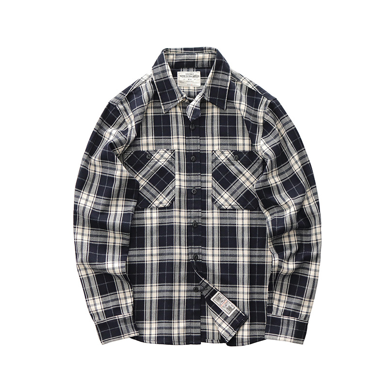 Autumn New Japanese Retro 300g - đánh giá và giá Flannel Plaid Shirt Heavy Weight