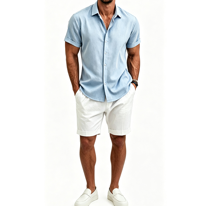 Men's  Cotton Linen Shirt Set  - đánh giá và giá Mens Linen Shirt Long Sleeve