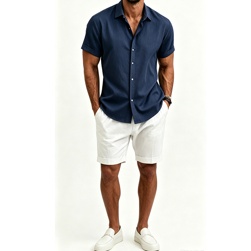 Men's  Cotton Linen Shirt Set  - đánh giá và giá Mens Linen Shirt Long Sleeve