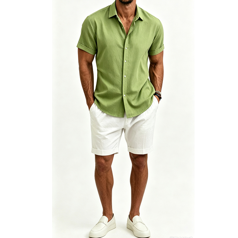 Men's  Cotton Linen Shirt Set  - đánh giá và giá Mens Linen Shirt Long Sleeve