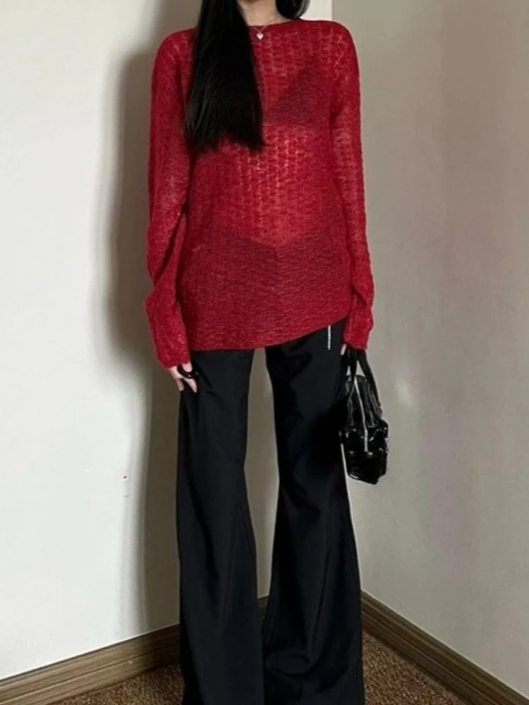 Y2K See-Through Knitted Women' - đánh giá và giá Shirts