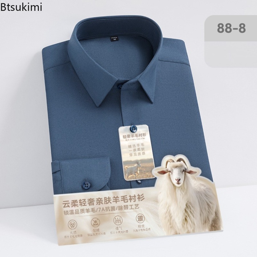 New Hight Quality Wool Modal L - đánh giá và giá Mandarin Collar Formal Shirt Slim Fit